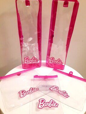 Mattel Barbie Storage Bags - Hot Pink Doll Case Organizer Accessory Pouch Clear
